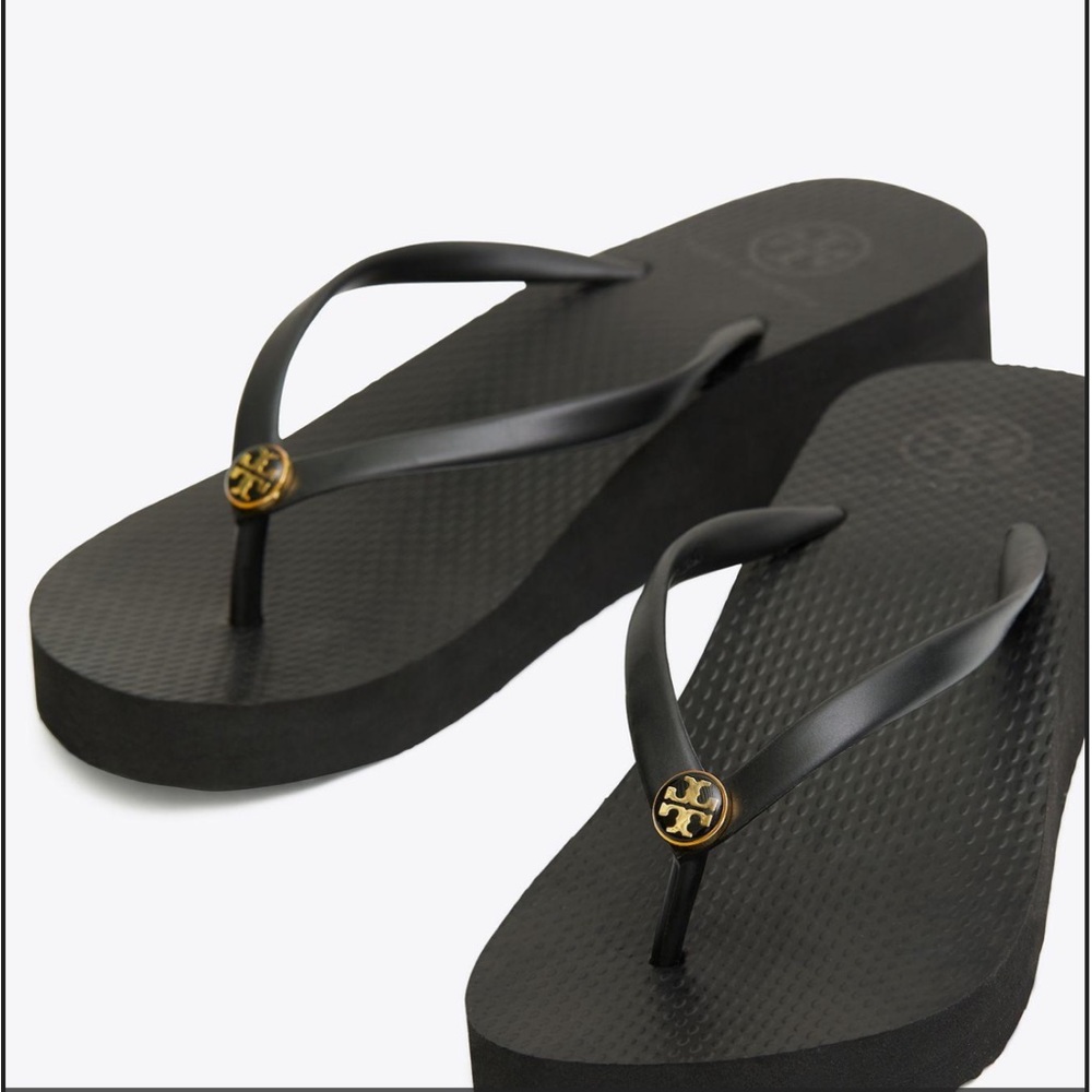 Tory Burch Wedge Flip Flop Black Size 9